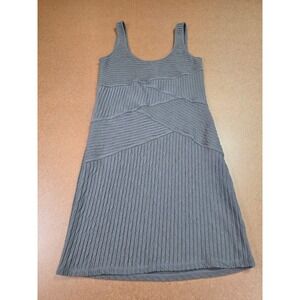 Free People Gray Ribbed Textured Sleeveless Mini Dress Size Large